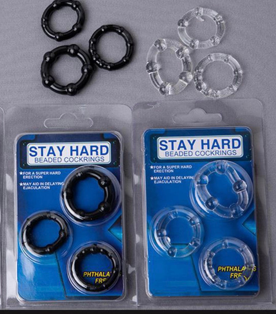 Silicone 3-Size Beaded Penis Ring Set (3-Pack)