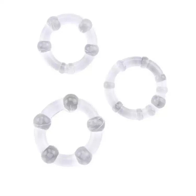 Silicone 3-Size Beaded Penis Ring Set (3-Pack)