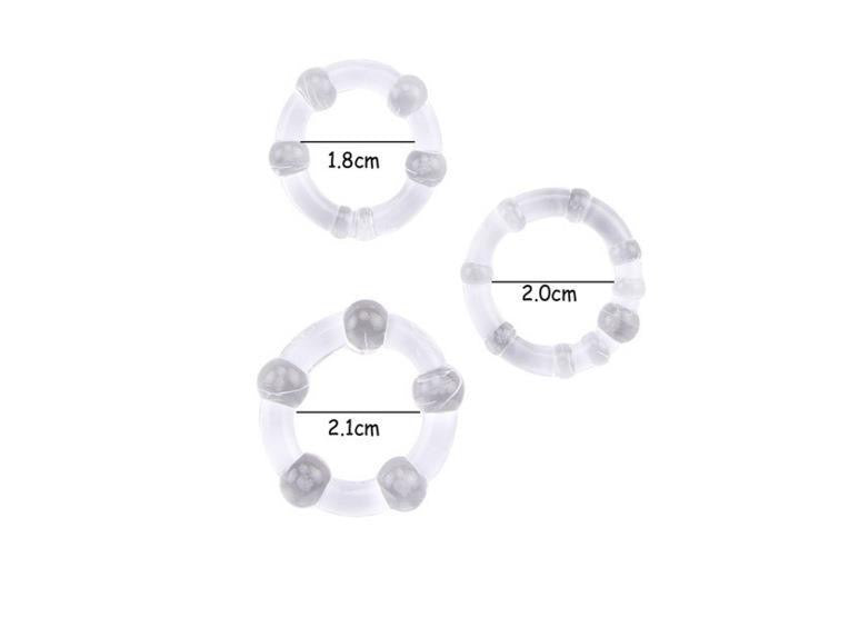Silicone 3-Size Beaded Penis Ring Set (3-Pack)