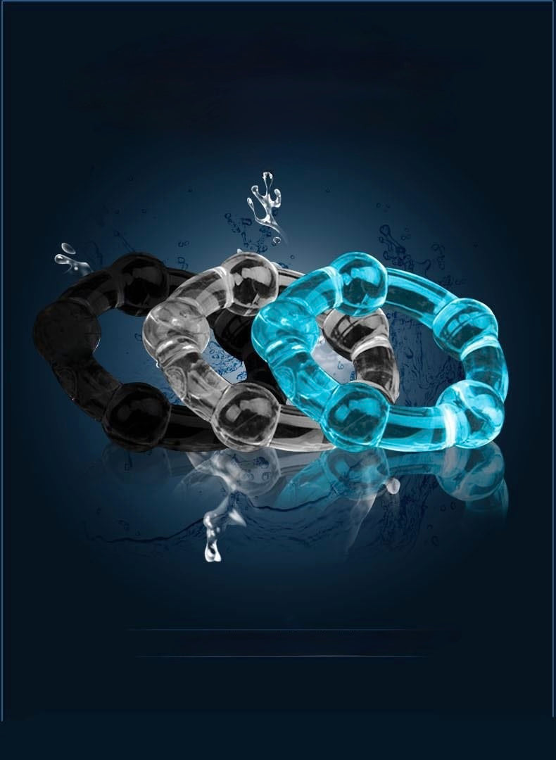Silicone 3-Size Beaded Penis Ring Set (3-Pack)